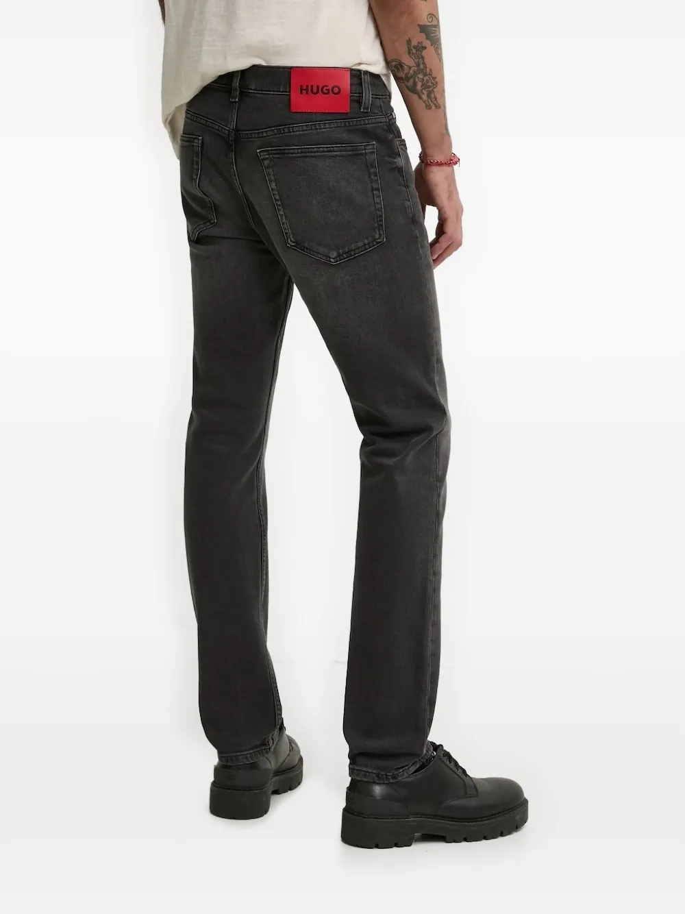 HUGO logo-patch straight-leg jeans - Grijs