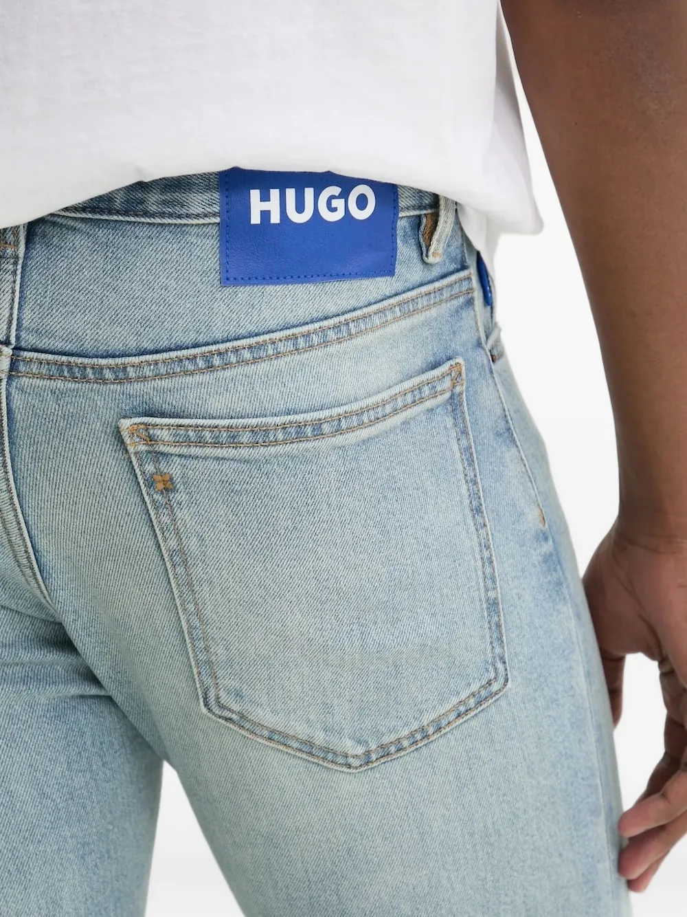 HUGO Jeans met verfspatten Blauw