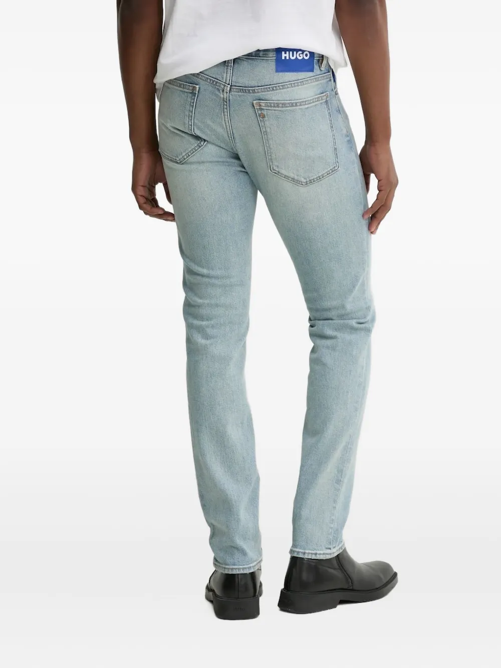 HUGO Jeans met verfspatten - Blauw