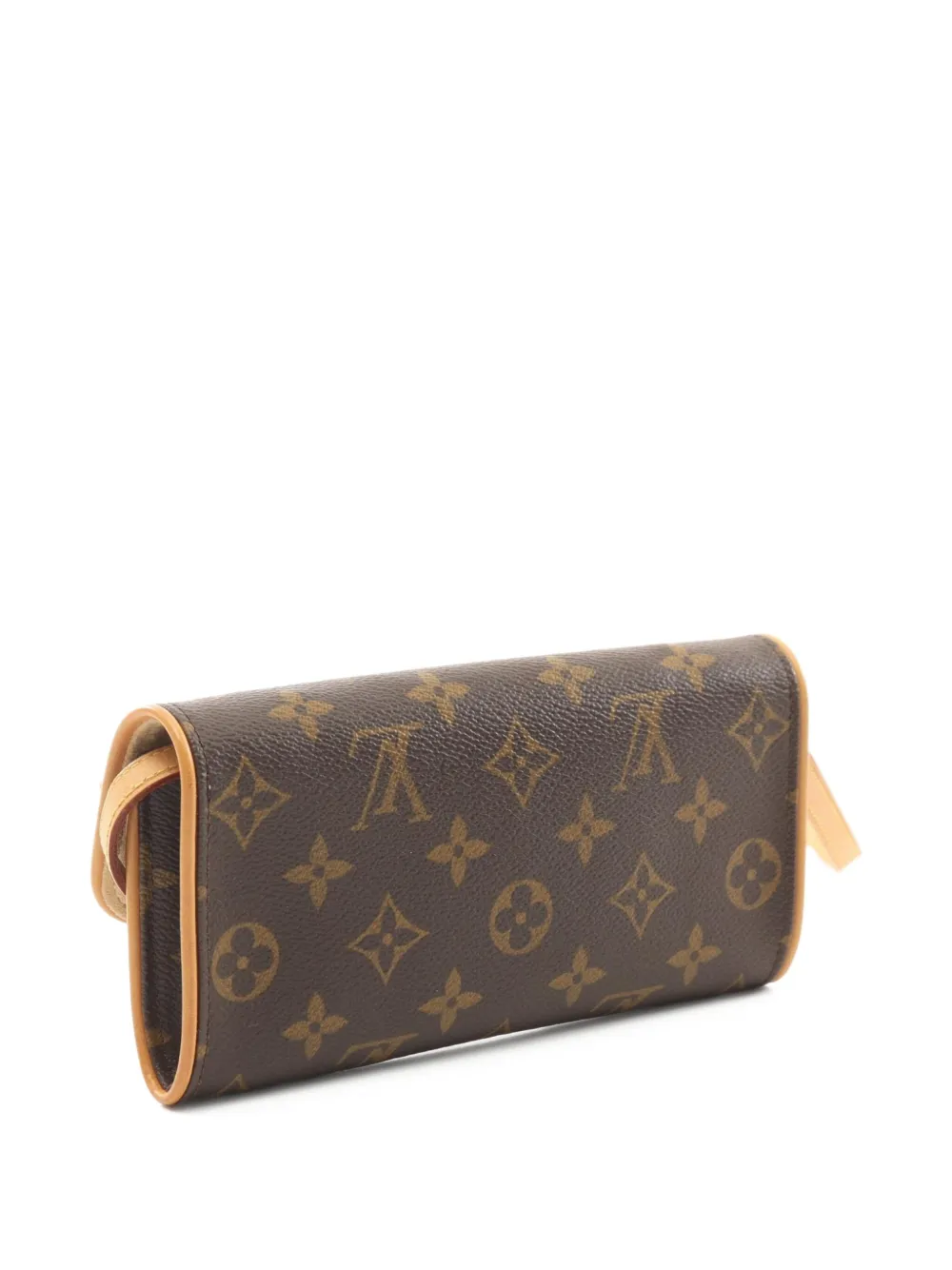Pre-owned Louis Vuitton 1998 Monogram Pochette Twin Pm Cross Body Bag In Brown
