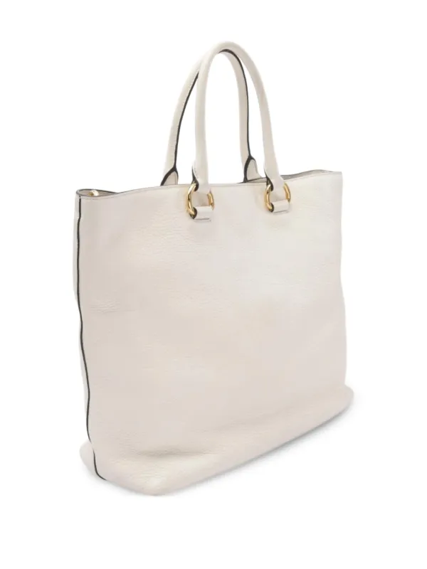 00s PRADA SABBIA＋N LEATHER LOGO TOTE BAG