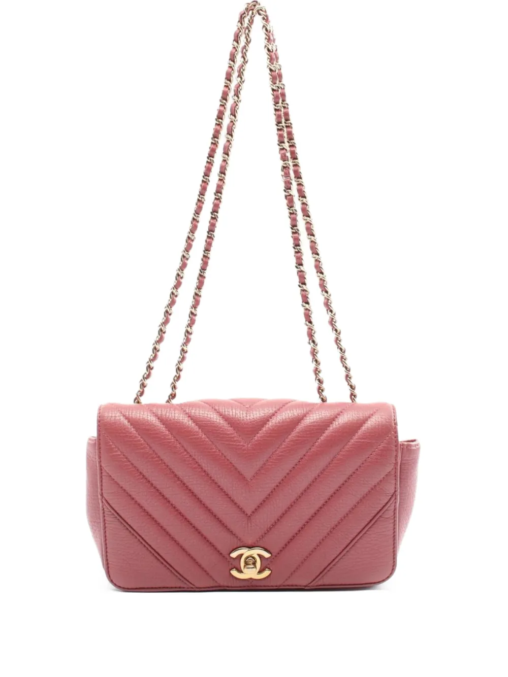 CHANEL Pre-Owned 2017-2018 シェブロン フラップ バッグ - ピンク CHANEL Pre-Owned 2017-2018 シェブロン フラップ バッグ - ピンク