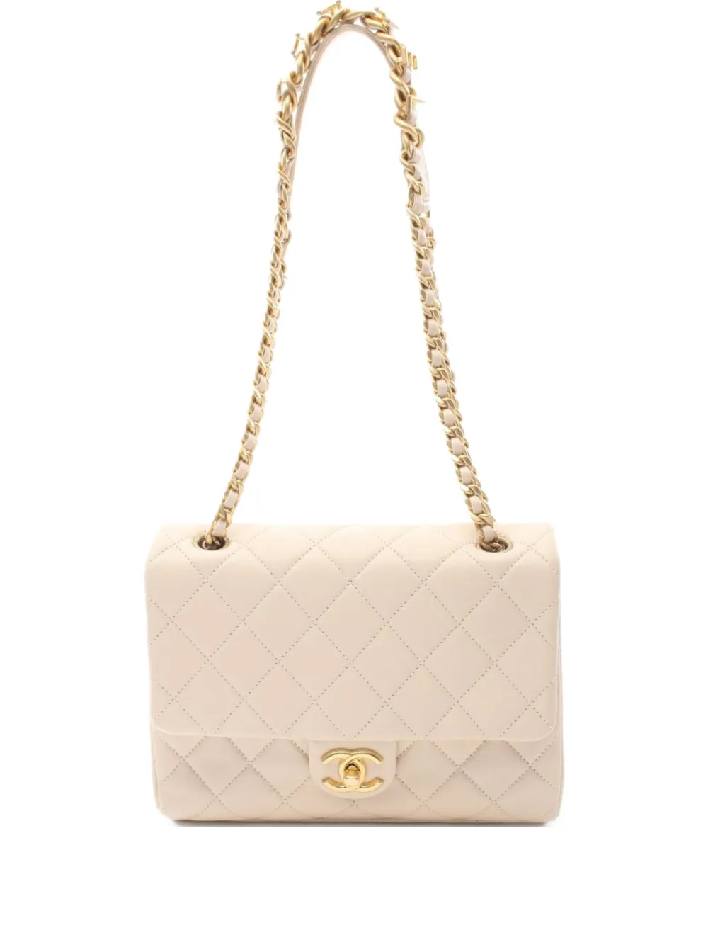 Pre-owned Chanel 2001 Double Flap Shoulder Bag In Neutrals