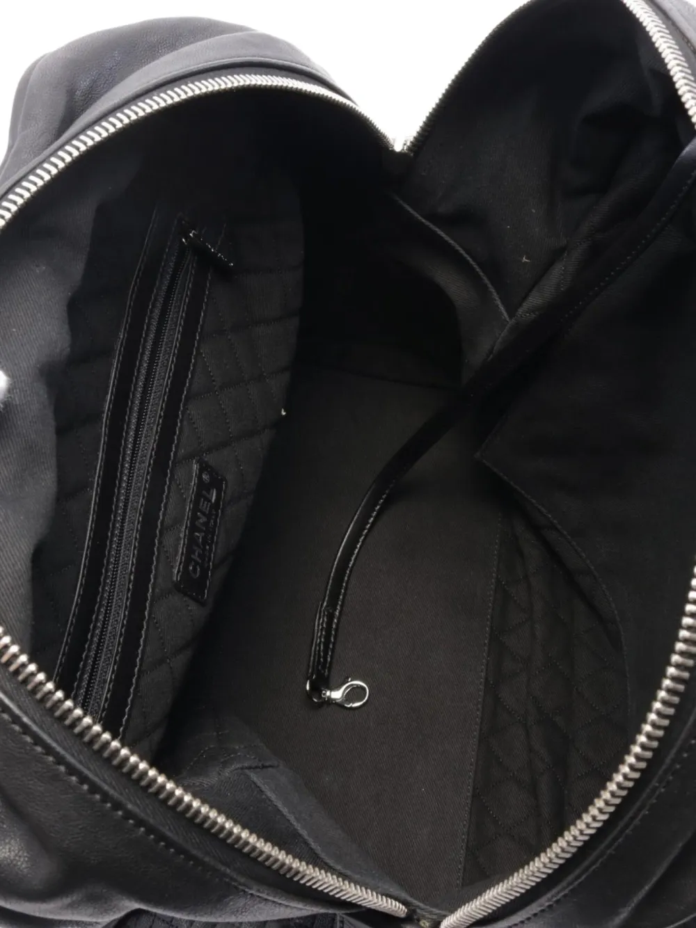 Pre-owned Chanel 2006-2008 Coco Mark Bowling Handbag In Black
