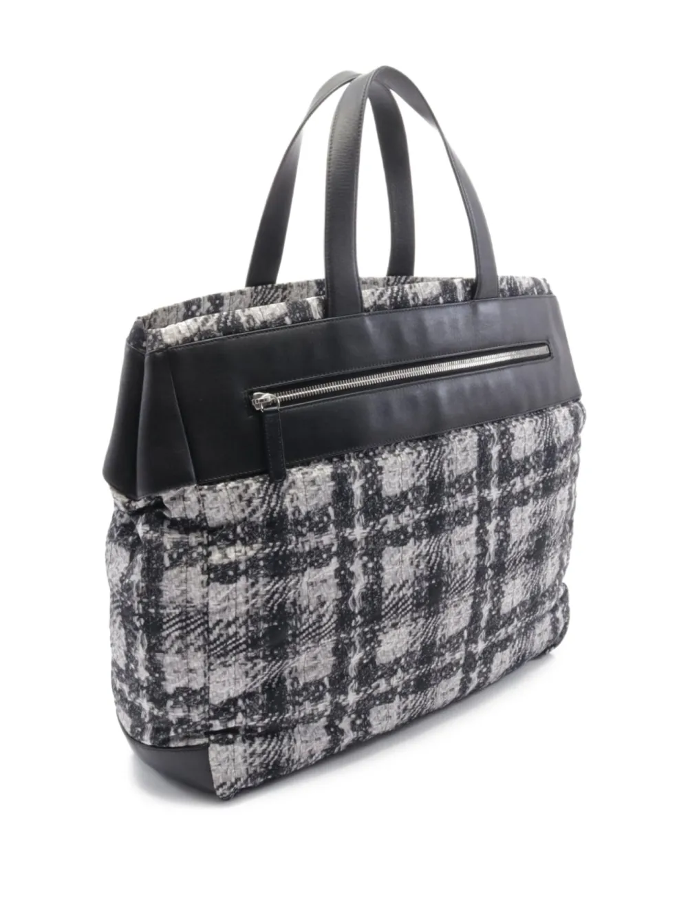 Pre-owned Chanel 2013-2014 Coco Mark Tweed Handbag In Black