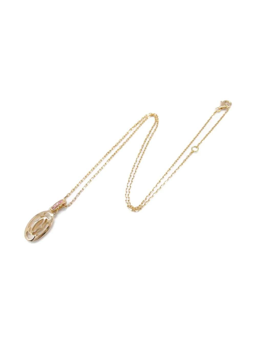 Pre-owned Cartier 2010s 18k Rose Gold Double C Sapphire Necklace
