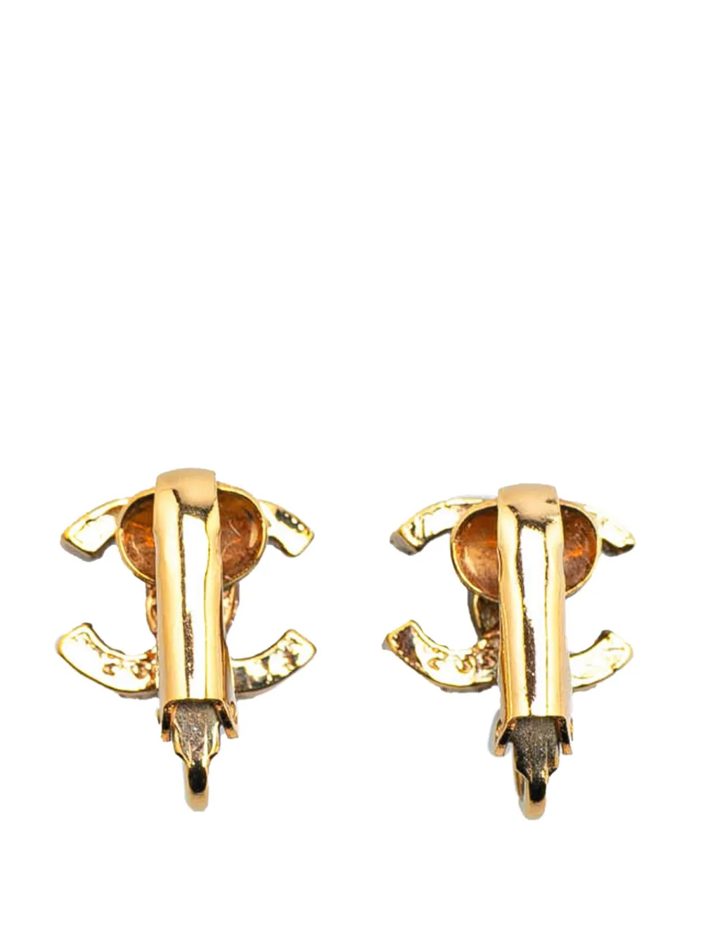 CHANEL Pre-Owned 1970-1980 Gold Plated CC Clip On Earrings costume earrings | Image 2