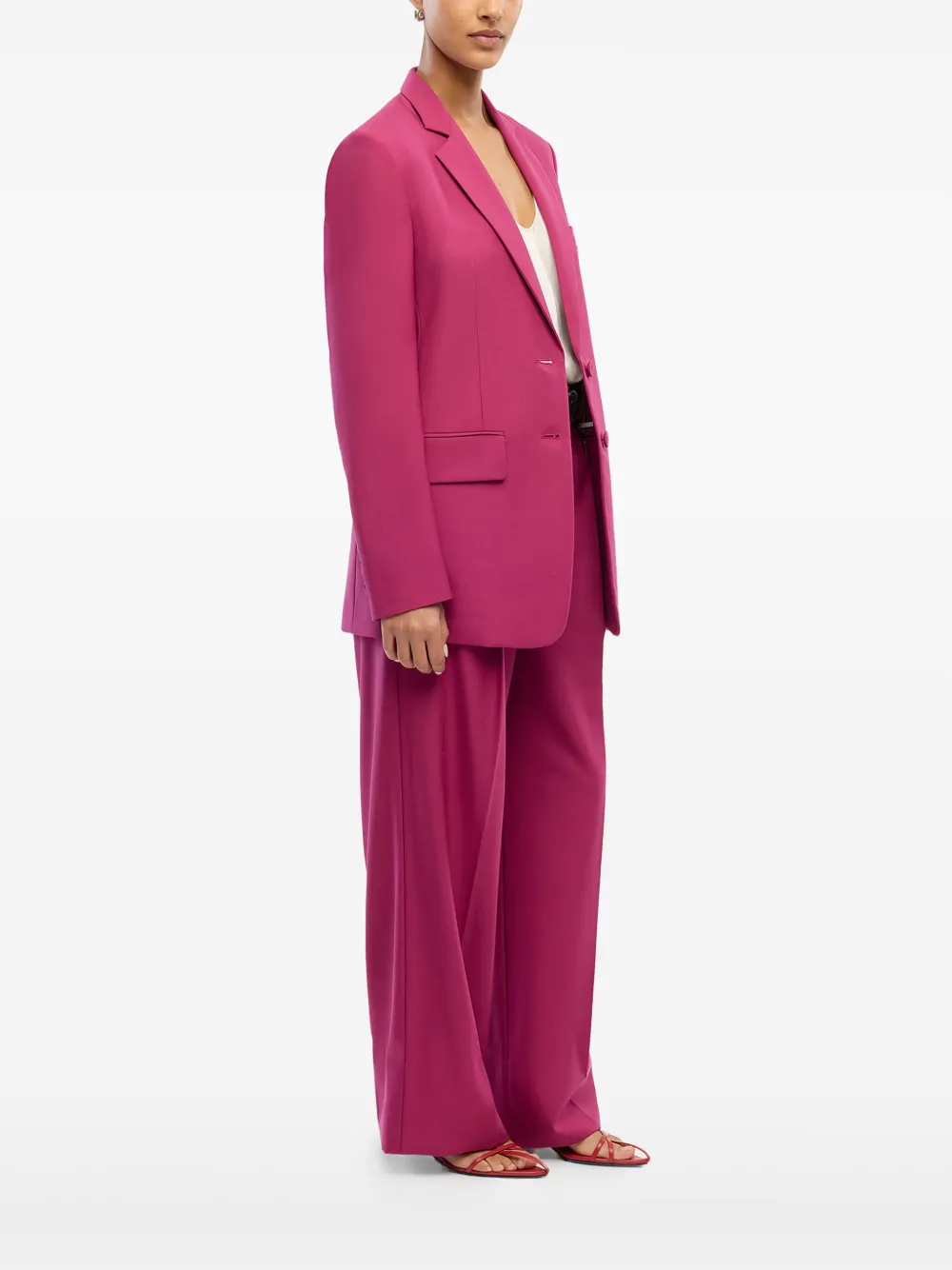 Another Tomorrow Single-breasted Blazer In Pink
