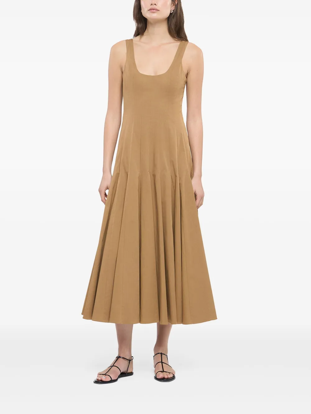Another Tomorrow Flared jurk - Beige