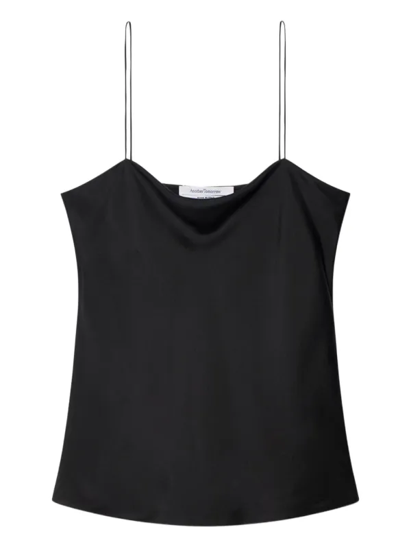 Another Tomorrow Slip-on Silk Top in Black