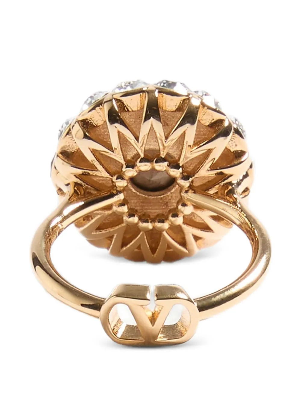Vlogo Signature ring in metal, enamel and crystals