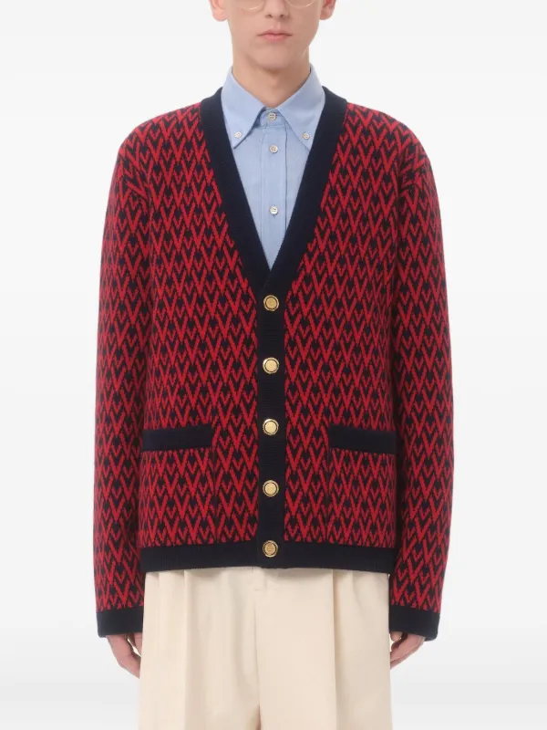 Valentino Garavani Toute La v Pattern Cardigan | Red | FARFETCH UK