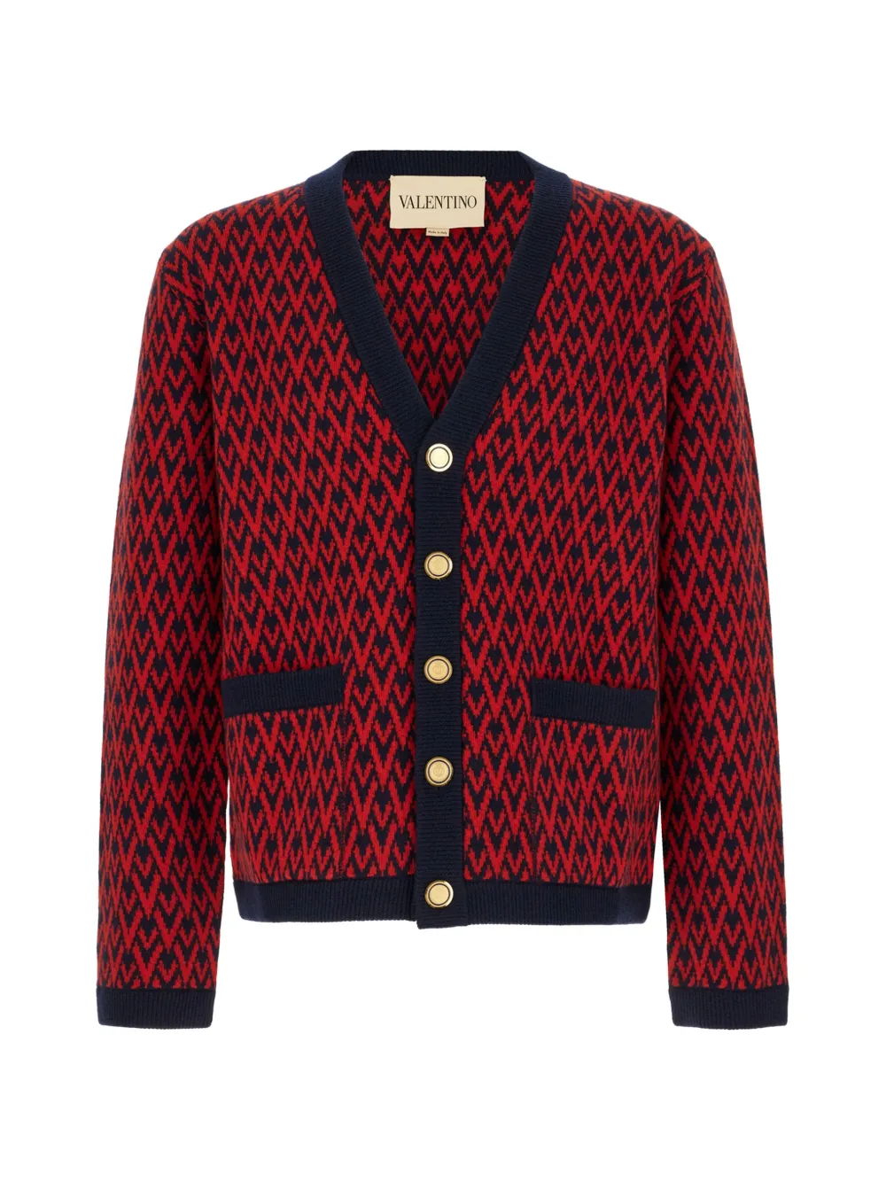 Valentino Garavani diamond-patterned cardigan - Rosso
