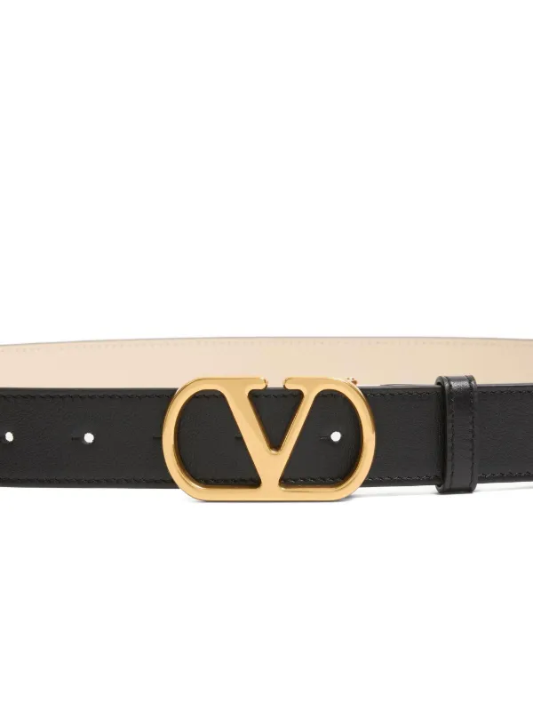 Valentino Garavani Vロゴ シグネチャー レザーベルト | ブラック