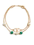 Valentino Garavani gold-tone logo bracelet - ALS GOLD/GREEN