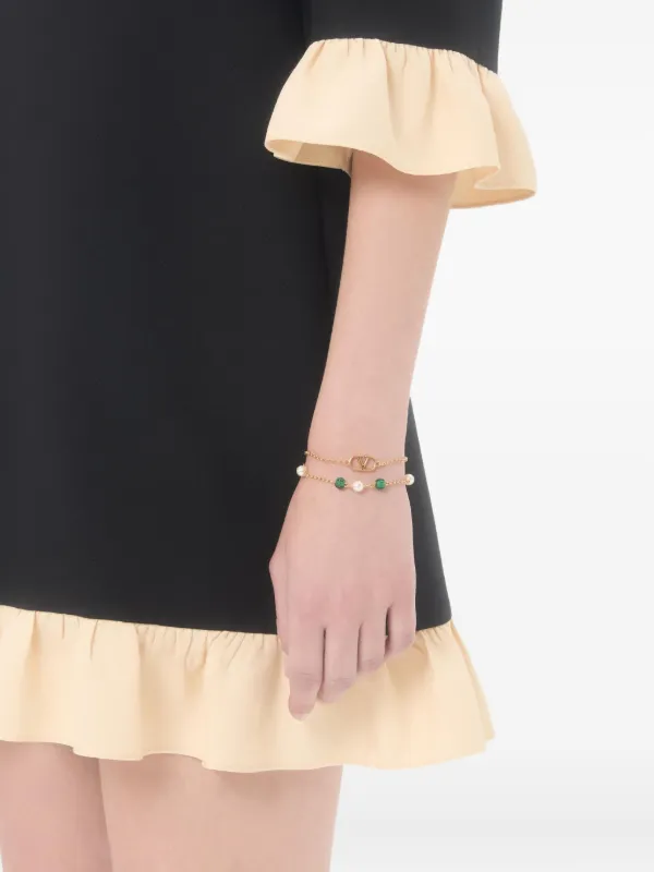 Valentino Garavani Vlogo Signature Metal Pearl And Knurled Glass