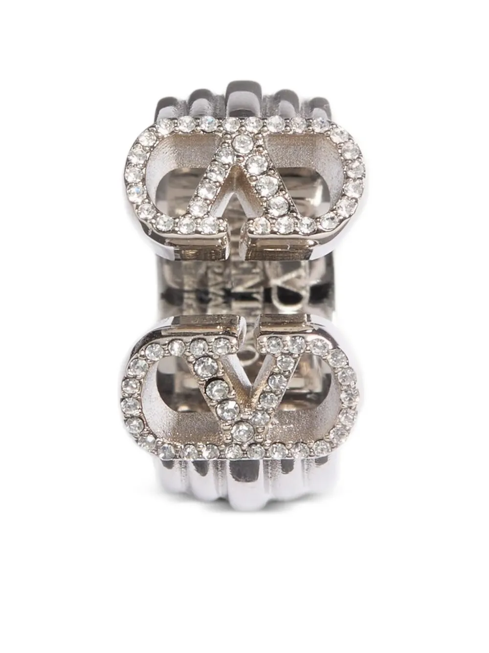 Valentino Ovalette Crystal-embellished Metal Ring In Neutral