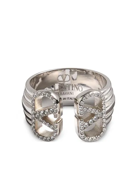 Valentino Garavani Ovalette crystal-embellished metal ring