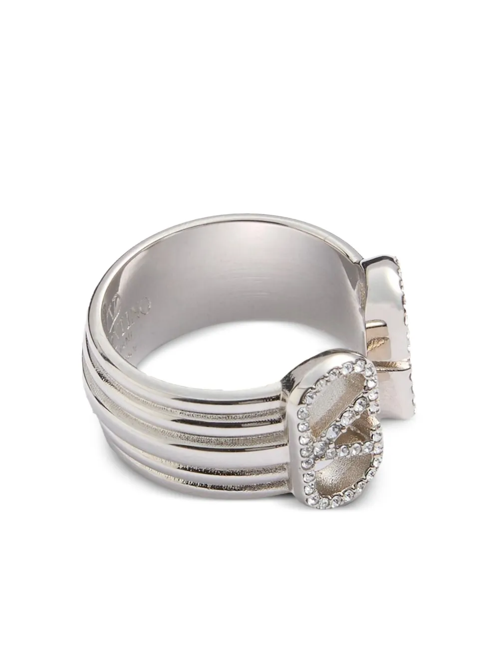 Valentino Ovalette Crystal-embellished Metal Ring In Neutral