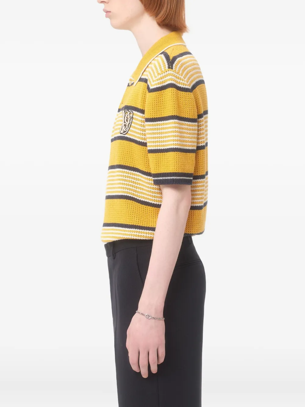 Valentino Garavani Gestreept gebreid poloshirt Geel