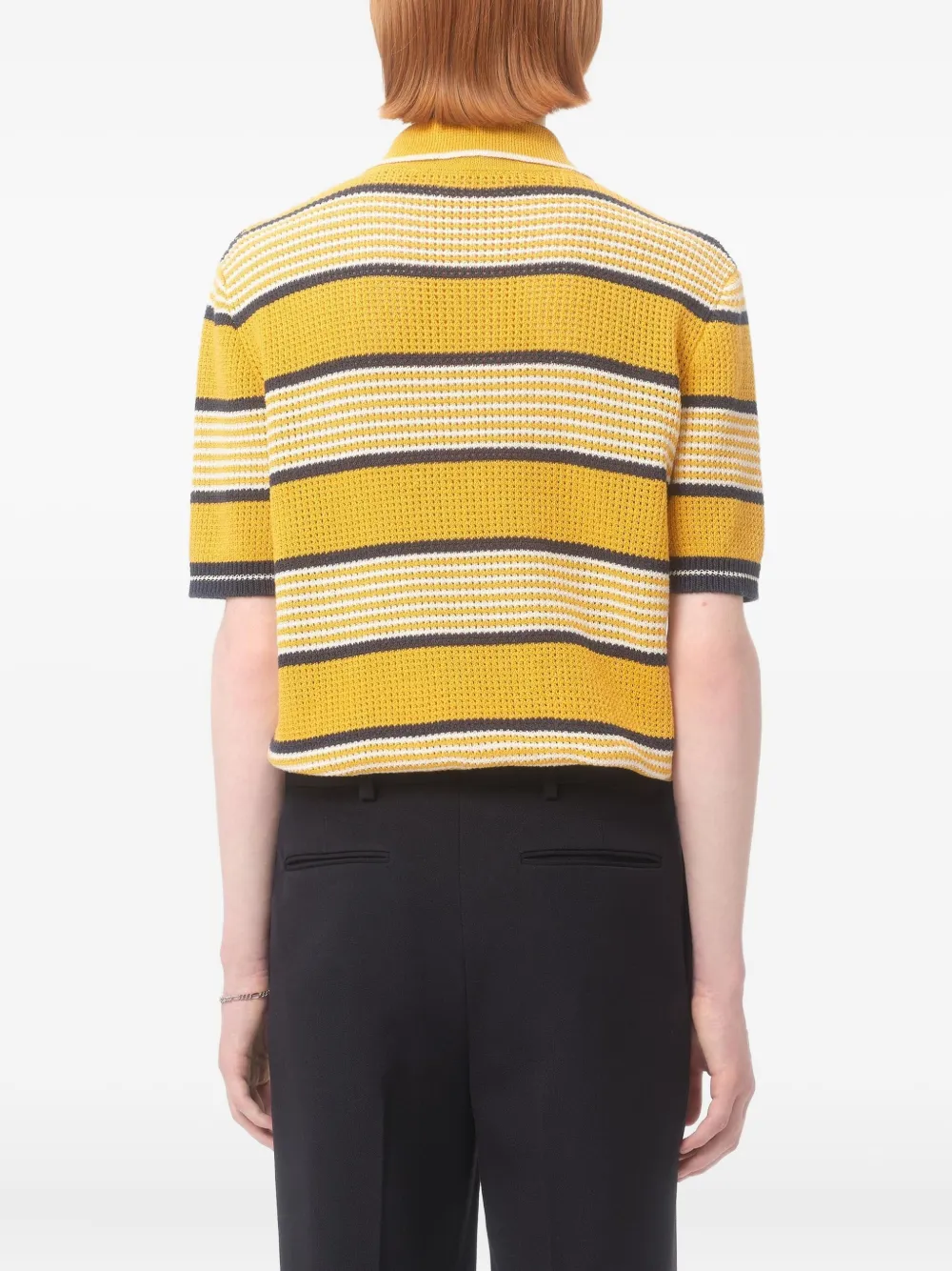 Valentino Garavani Gestreept gebreid poloshirt Geel