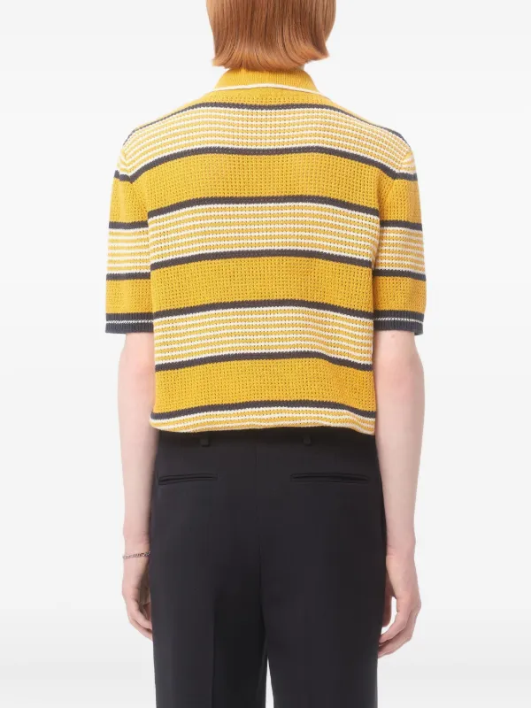 Valentino Garavani Striped Knitted Polo Short | Yellow