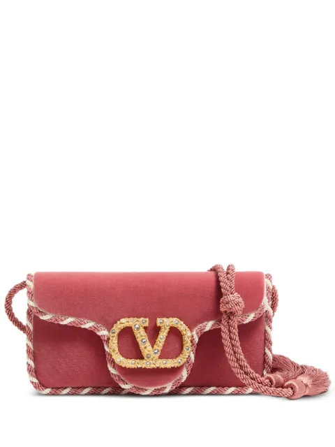 Valentino Garavani Locò velvet clutch with jewel logo