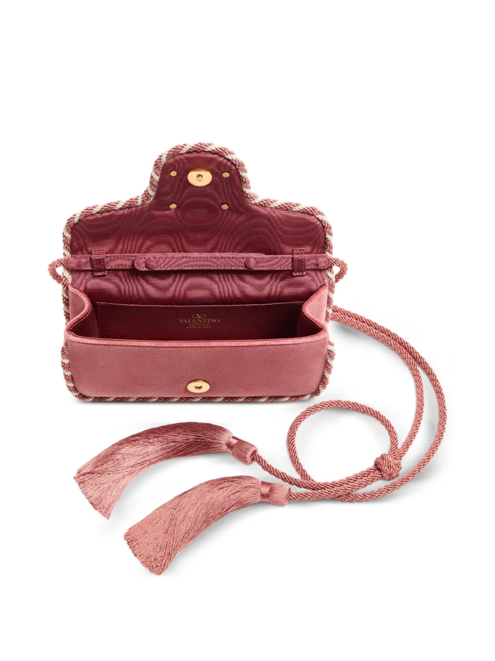 Valentino Garavani Locò Velvet Clutch With Jewel Logo | Pink