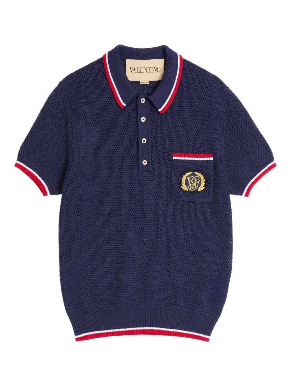 Valentino Garavani contrast-trim knitted polo shirt - ブルー Valentino Garavani contrast-trim knitted polo shirt - ブルー