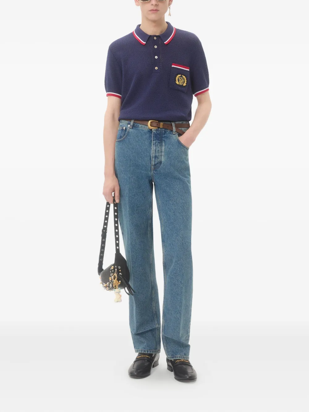 Valentino Garavani Poloshirt met contrasterende afwerking Blauw