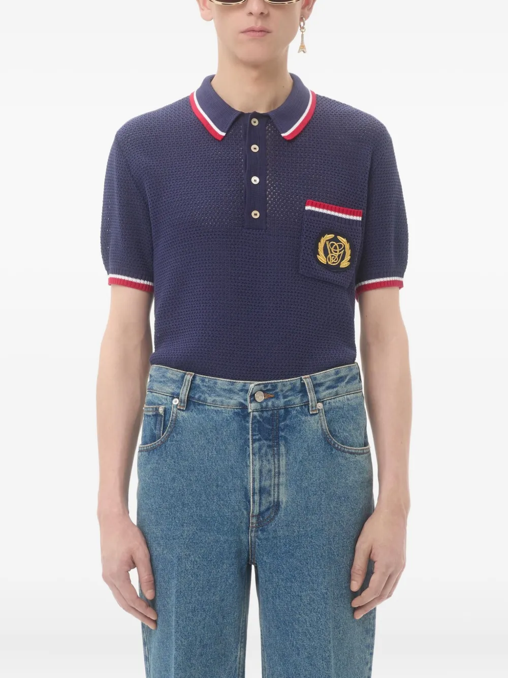 Valentino Garavani Poloshirt met contrasterende afwerking Blauw