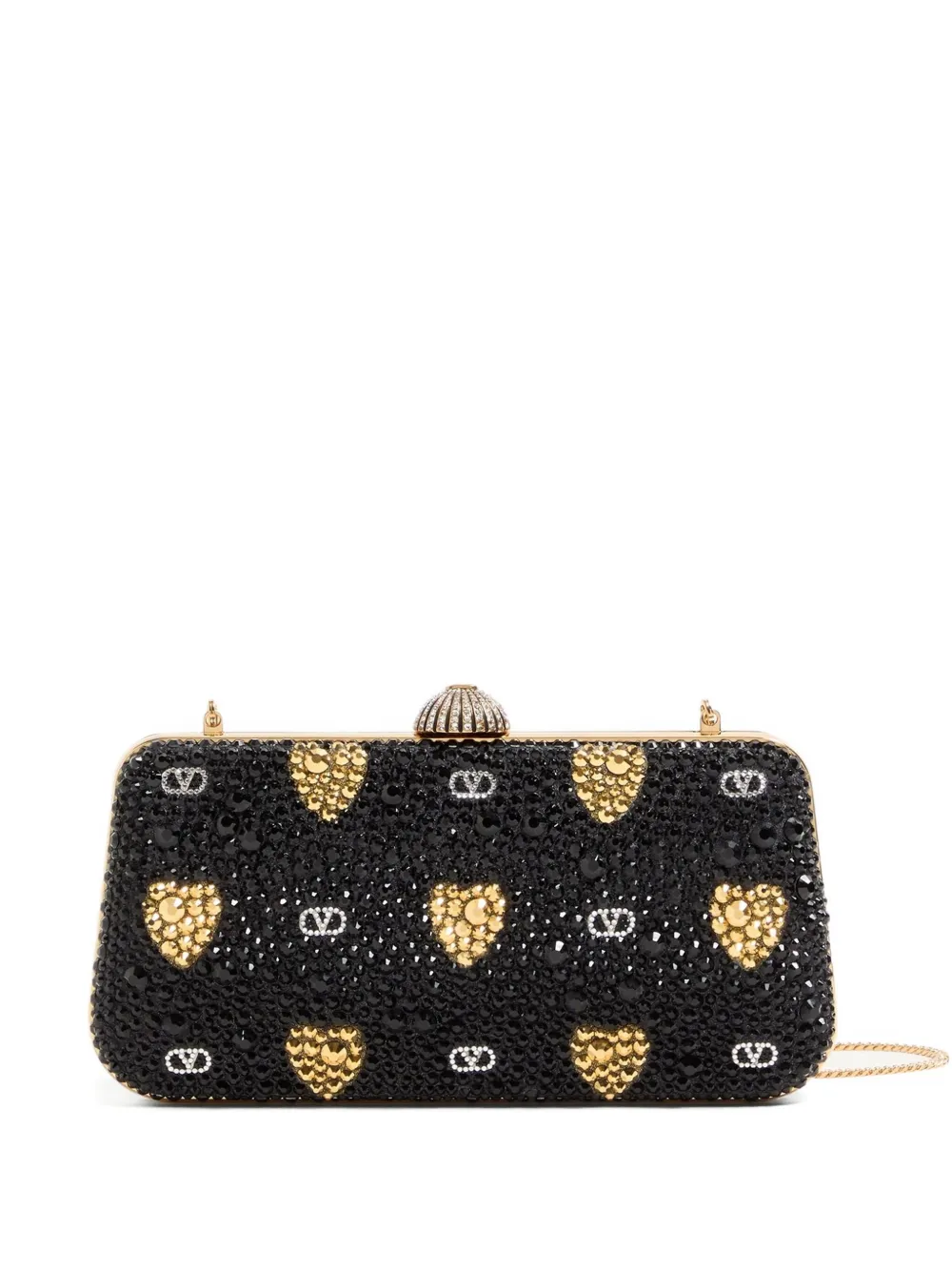 Valentino Garavani heart motif embellished clutch bag Zwart