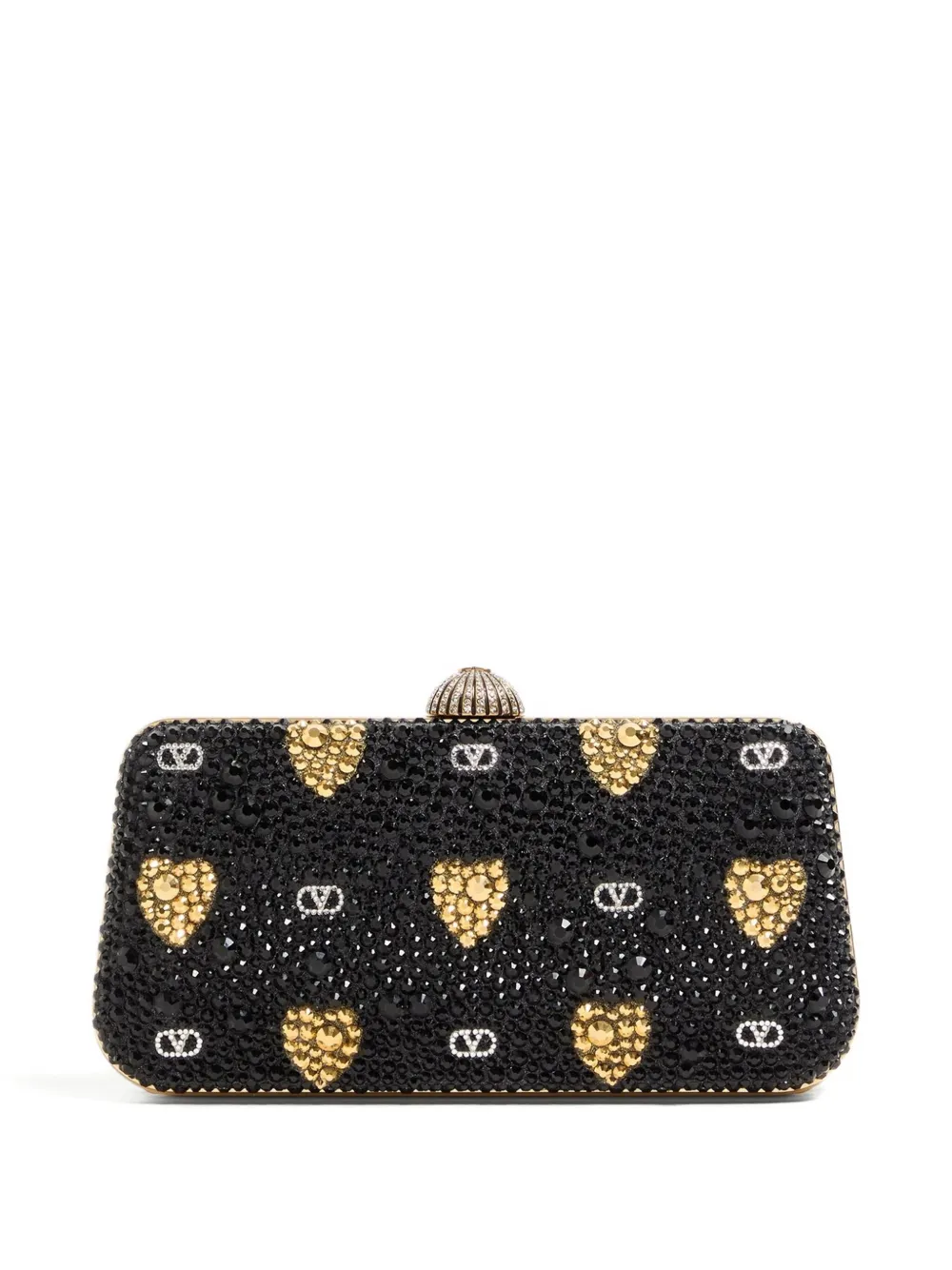 Valentino Garavani heart motif embellished clutch bag Zwart