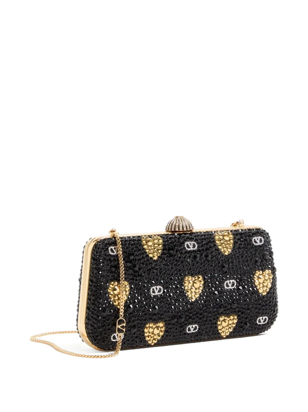 Valentino Garavani heart motif embellished clutch bag Zwart