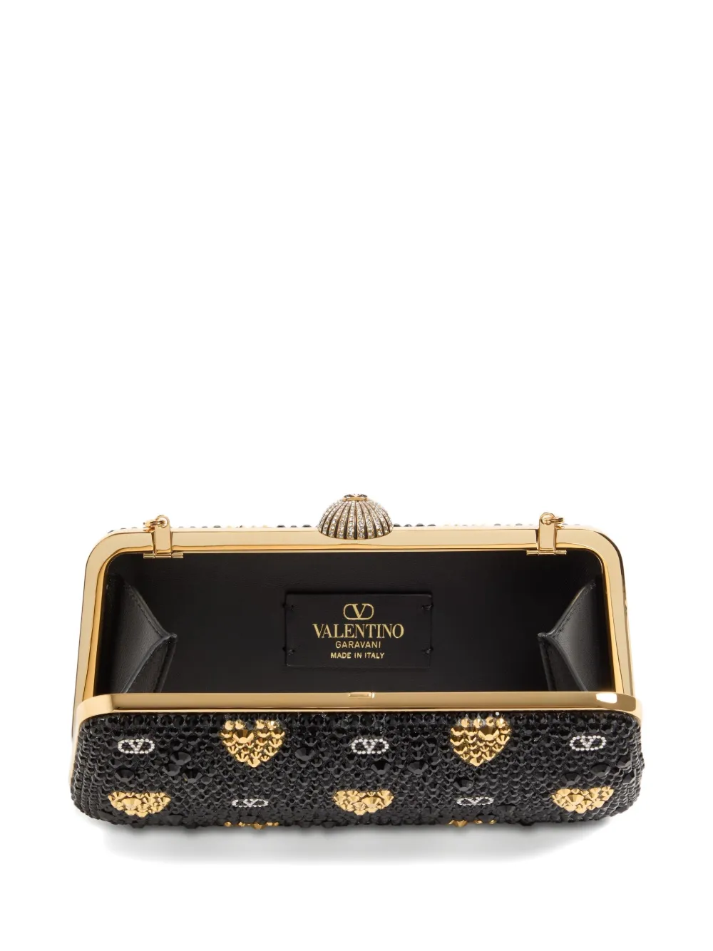 Valentino Garavani heart motif embellished clutch bag Zwart