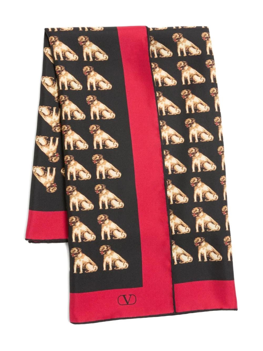 Valentino Garavani PETIT CHARLES SILK SCARF Zwart
