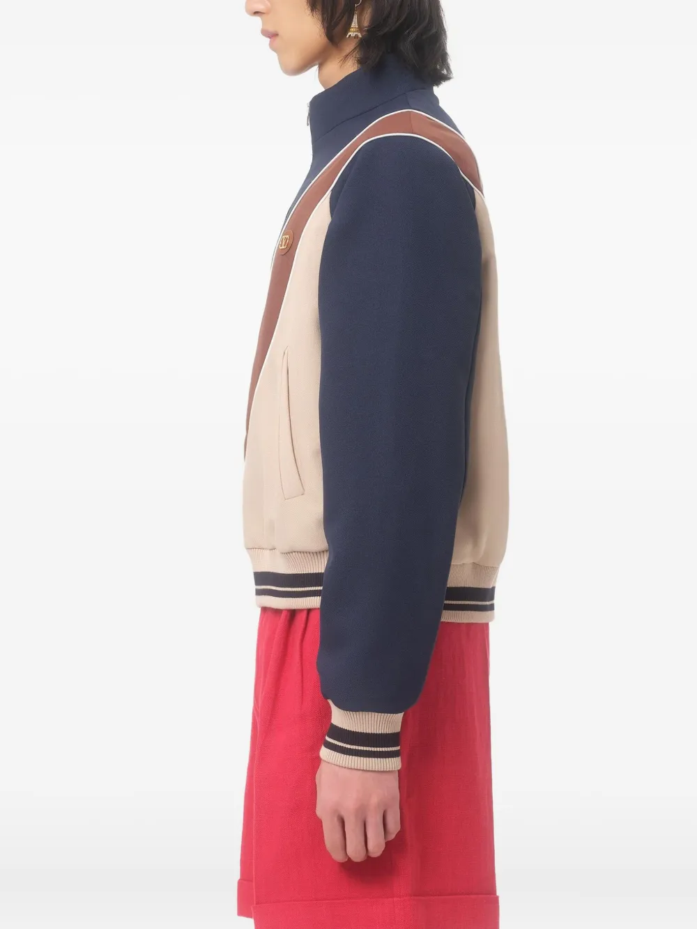 Valentino Garavani Sweater met logopatch en rits Beige