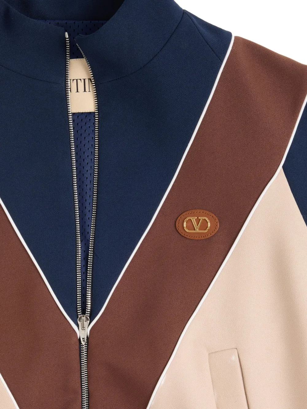 Valentino Garavani Sweater met logopatch en rits Beige