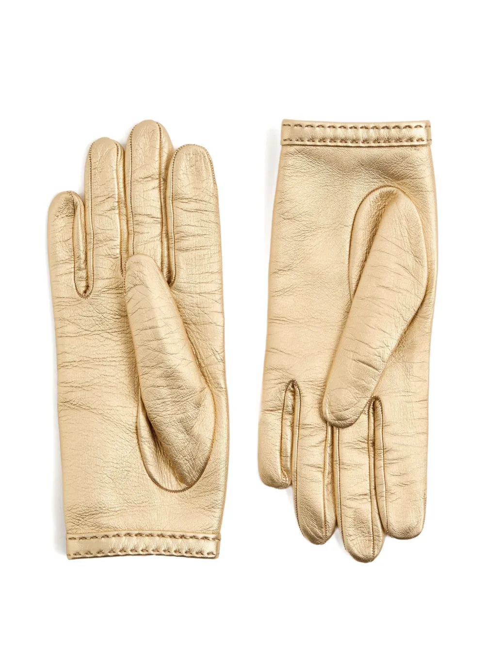 Valentino Garavani open-fingered metallic leather gloves Goud