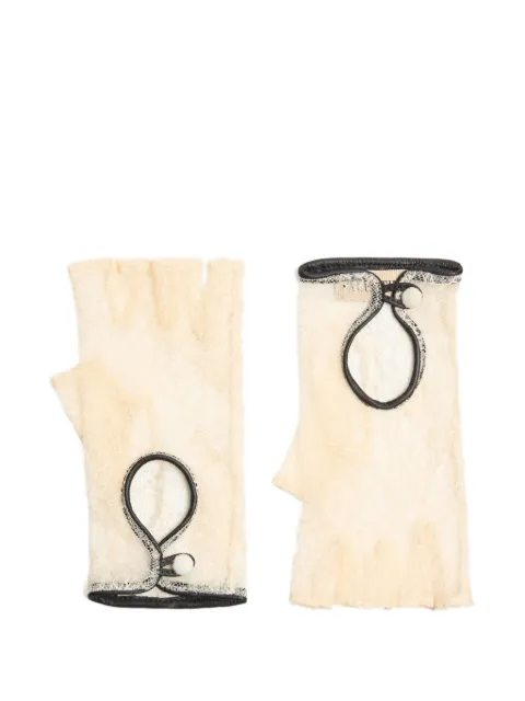 Valentino Garavani VLOGO SIGNATURE BIKER GLOVES IN LACE AND LEATHER