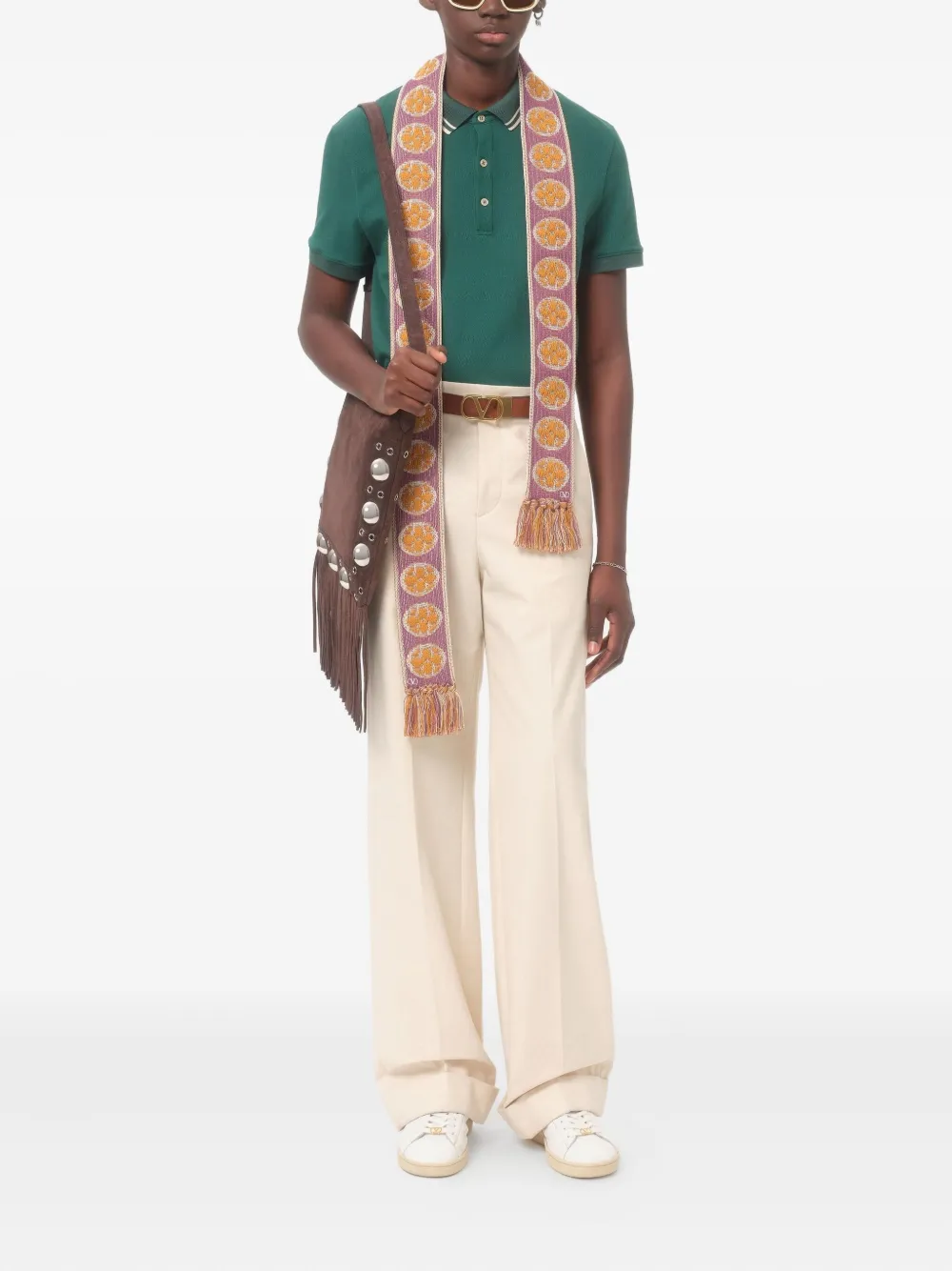 Valentino Garavani COTTON PIQUÉ POLO SHIRT WITH VLOGO PATCH - Groen