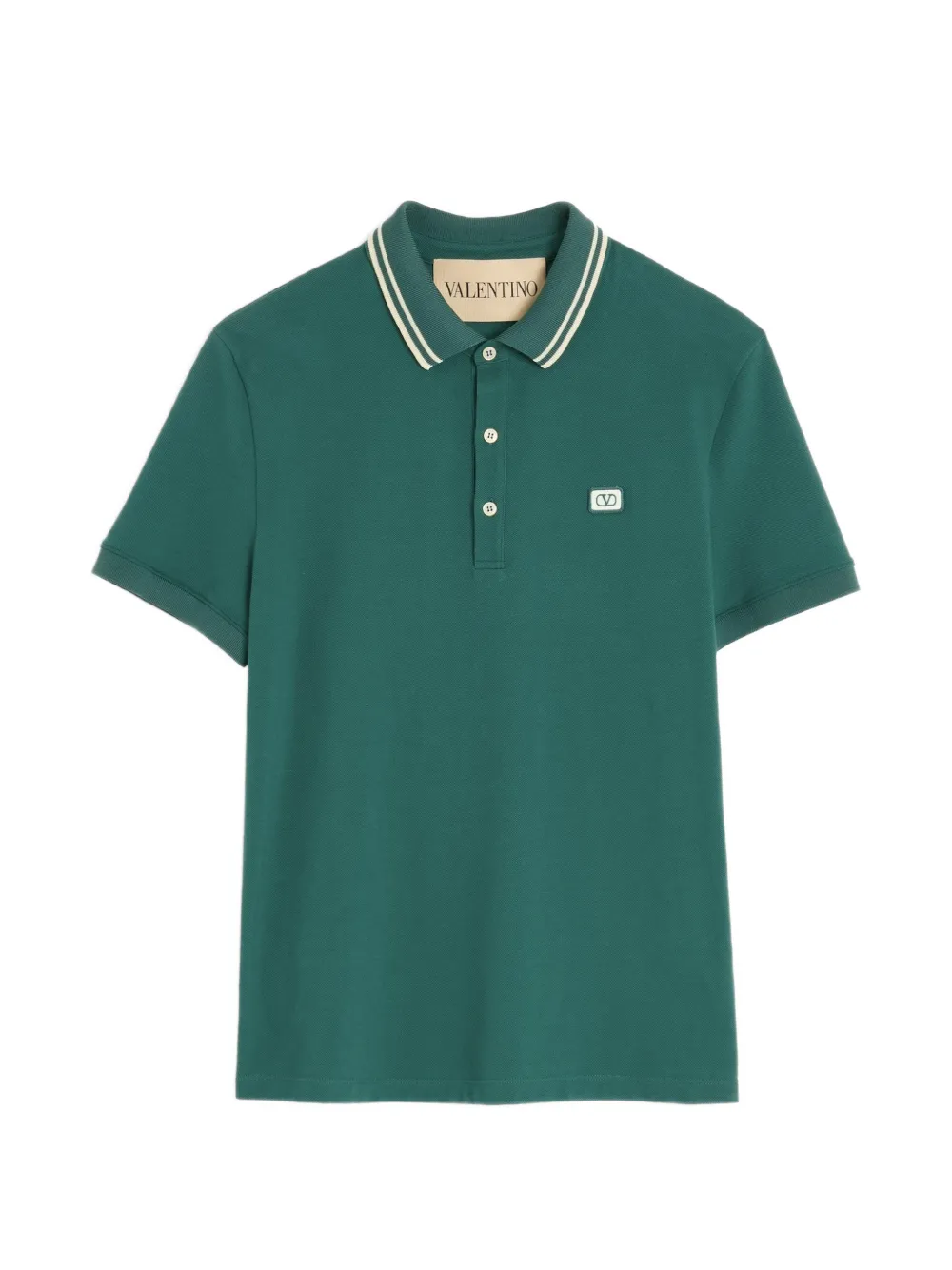 Valentino Garavani COTTON PIQUÉ POLO SHIRT WITH VLOGO PATCH - Verde
