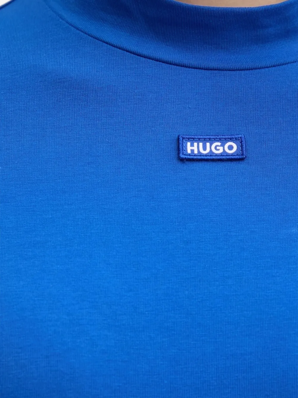 HUGO Mini-jurk met logopatch en lange mouwen Blauw