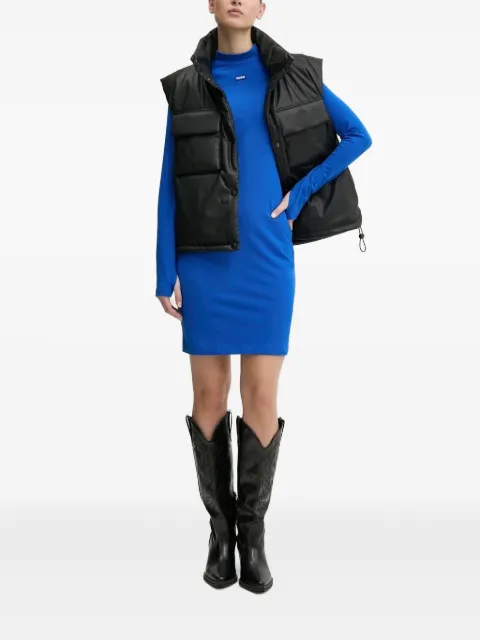 HUGO logo-patch long-sleeve mini dress
