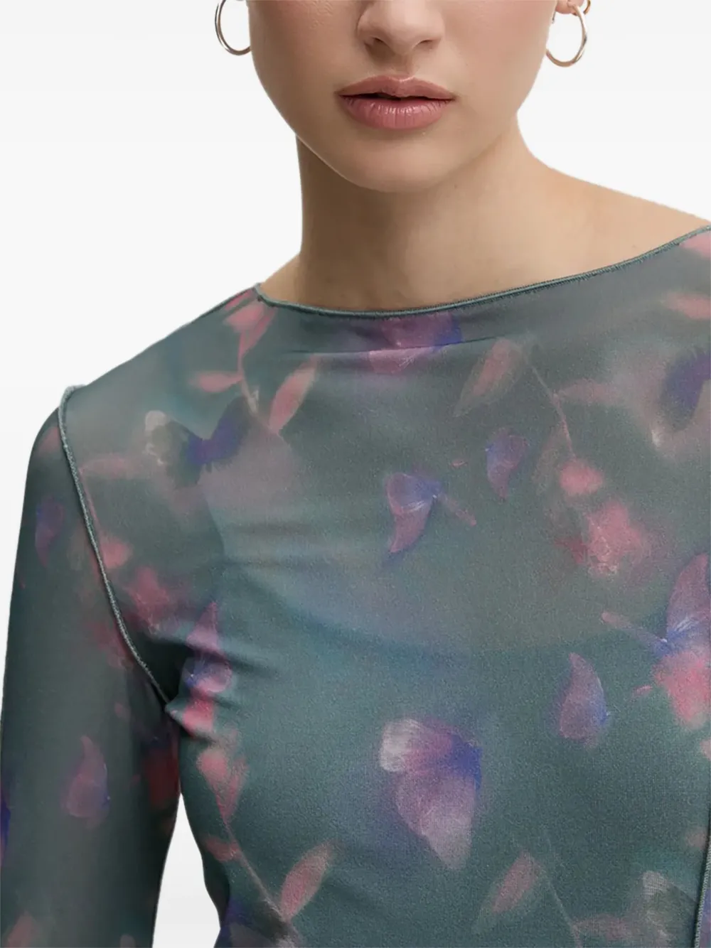 HUGO Maxi-jurk met bloemenprint Grijs