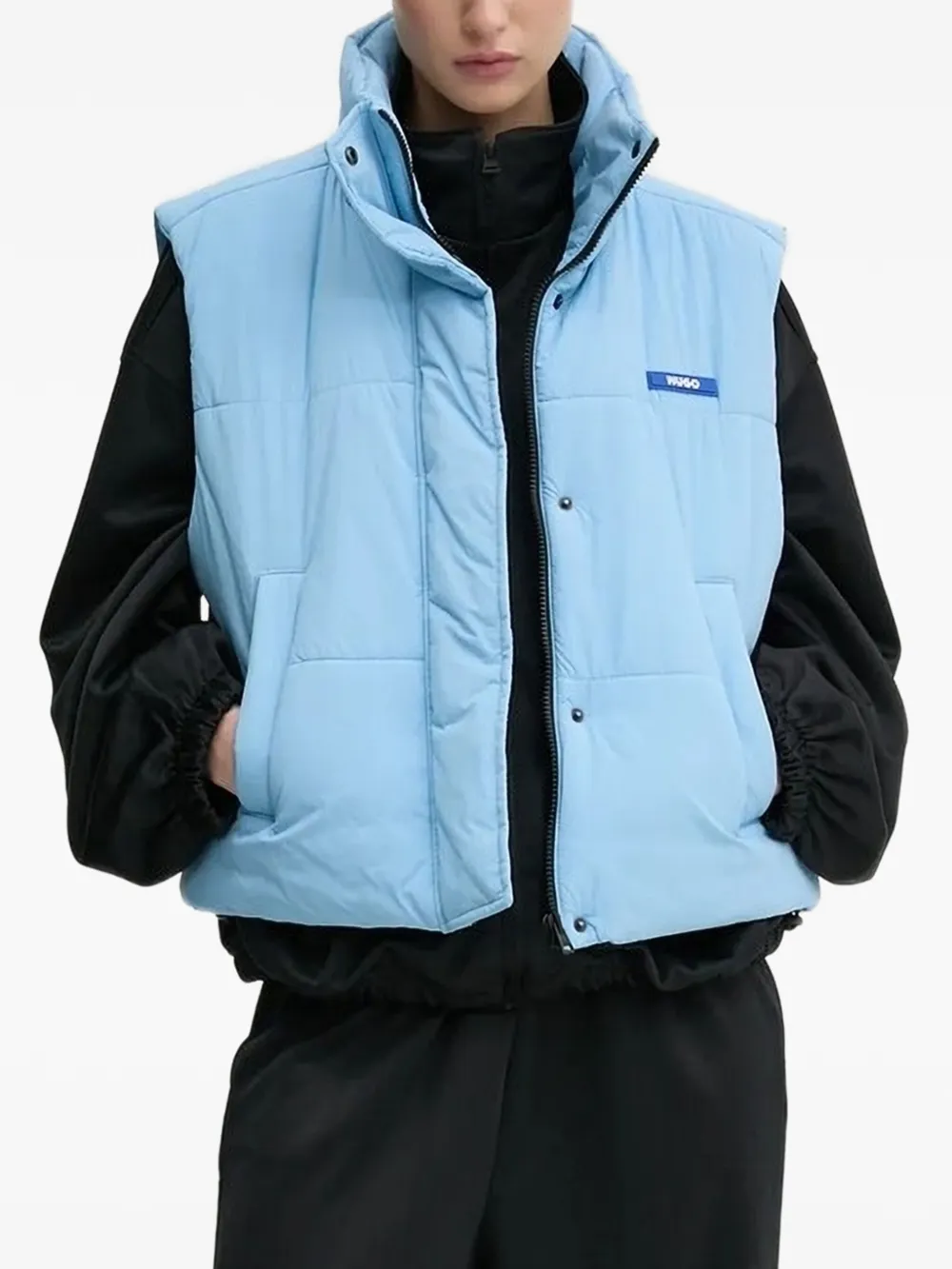 Hugo Boss Quilted Puffer Gilet In Blue