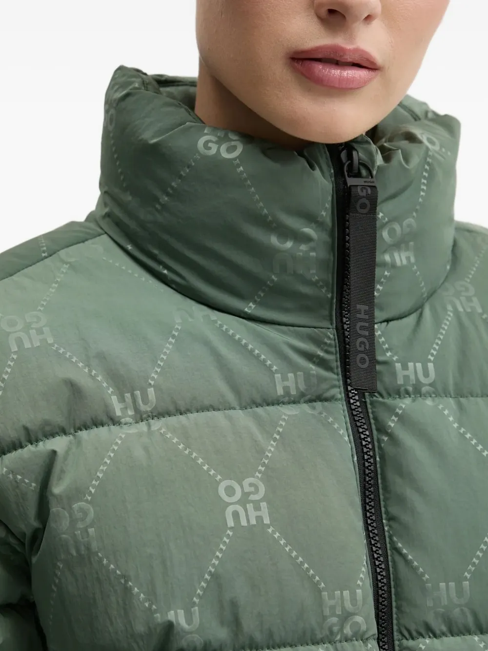 Hugo Boss Logo-patch Quilted Jacket In Green