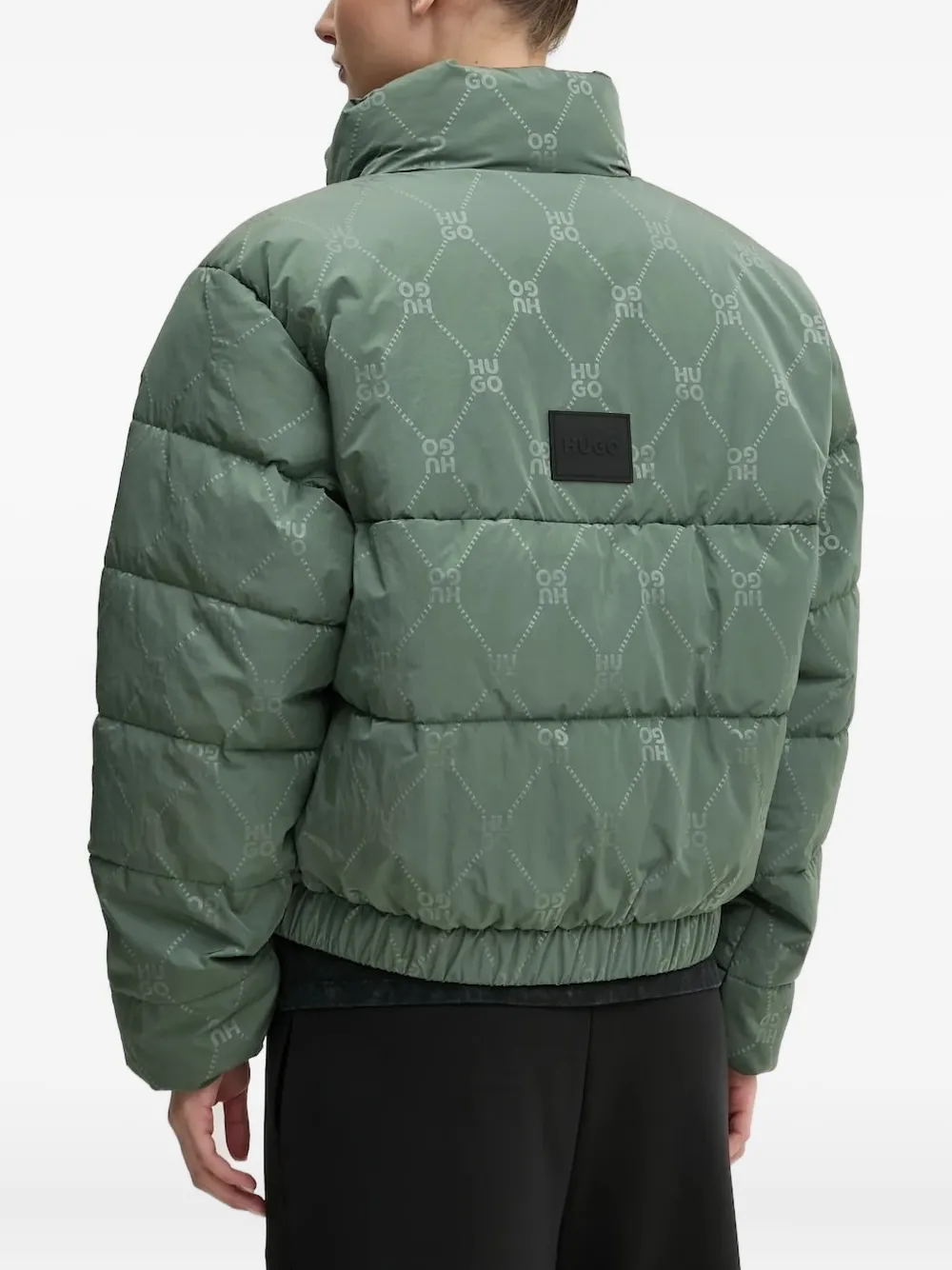 Hugo Boss Logo-patch Quilted Jacket In Green