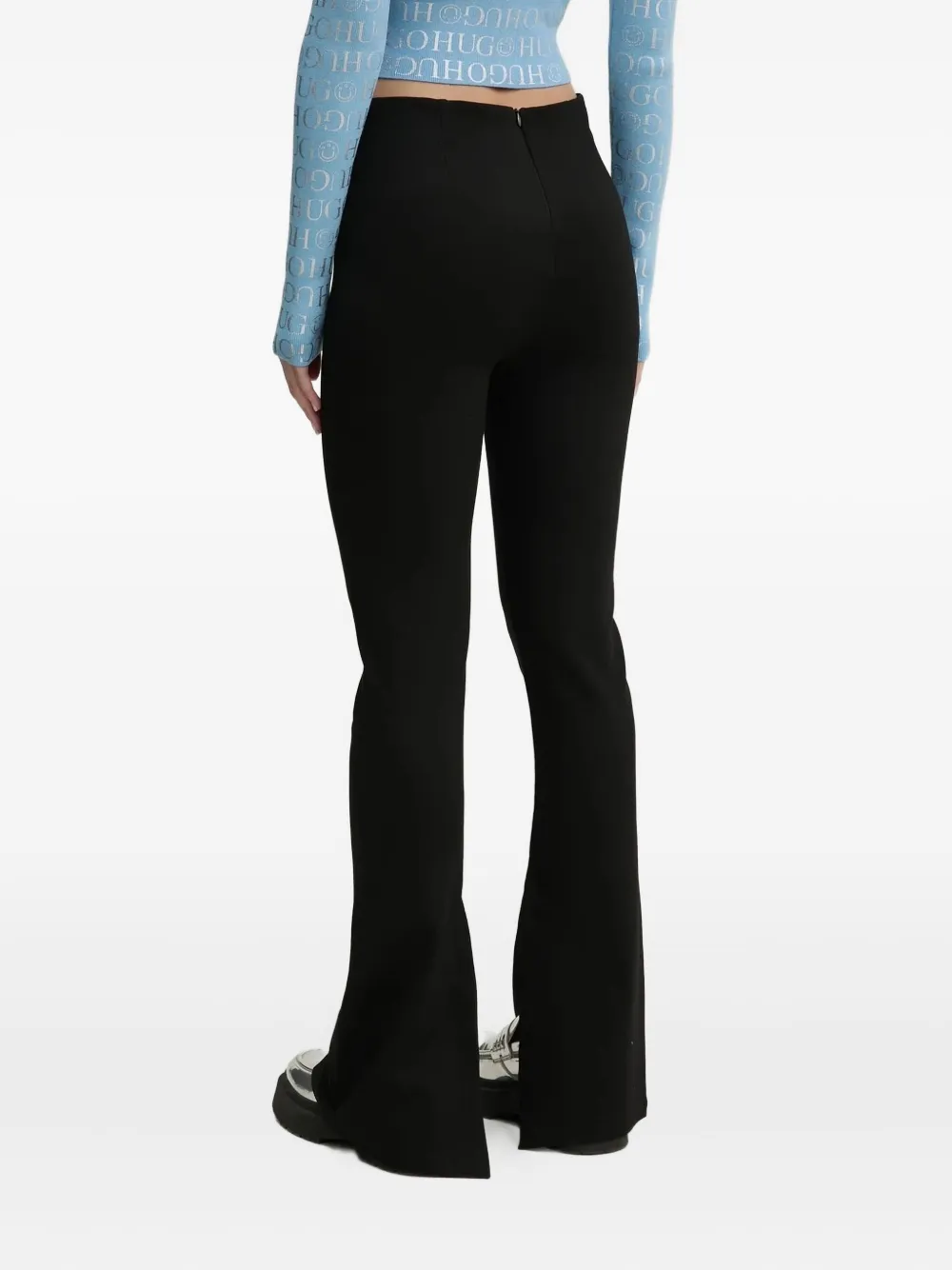 HUGO split-hem flared trousers - Zwart