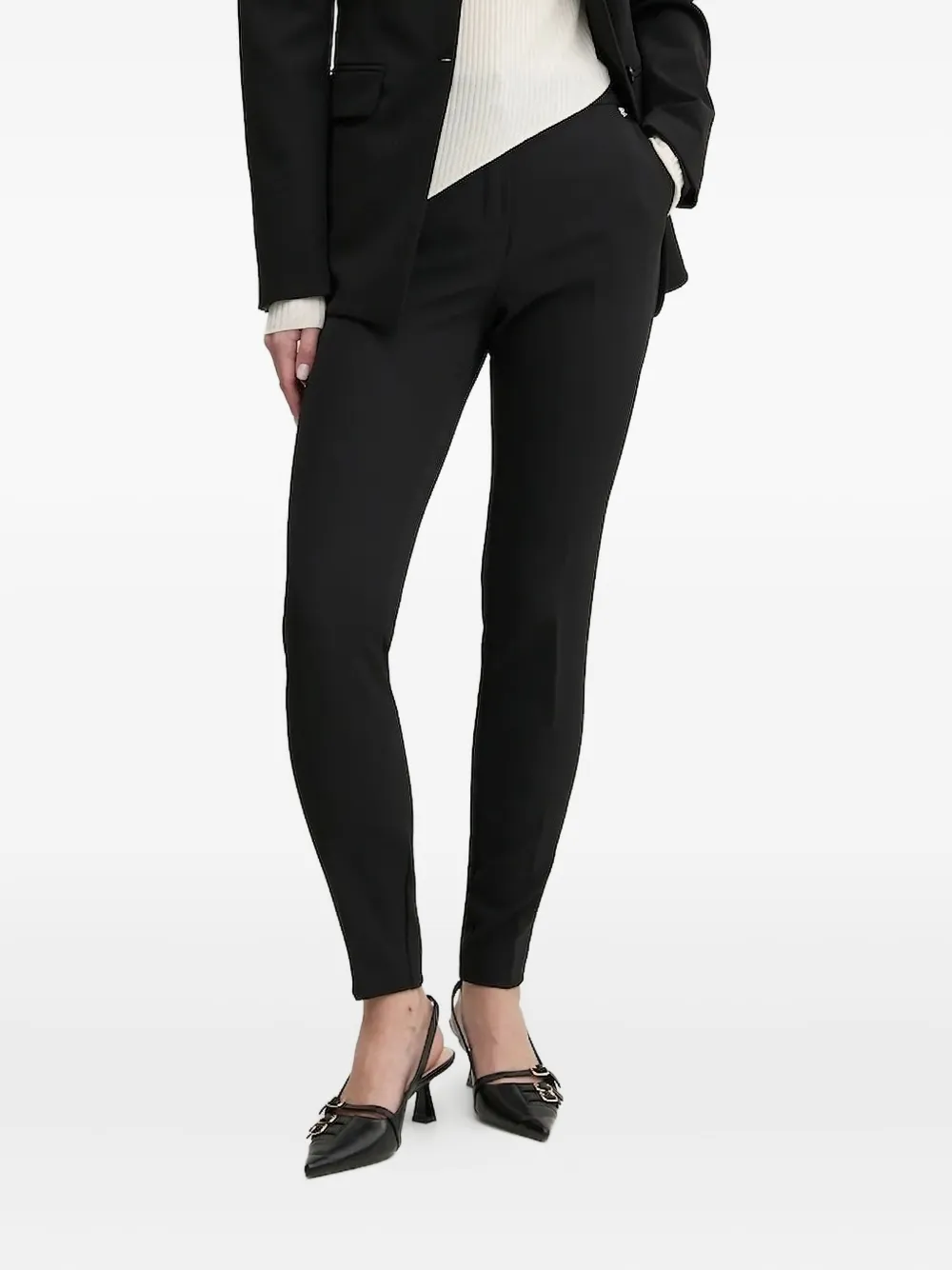 HUGO Pantalon met logoplakkaat Zwart